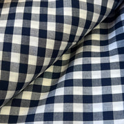 100% Cotton 1/4" Gingham Check Shirting - Navy & White - 160" ROLL END