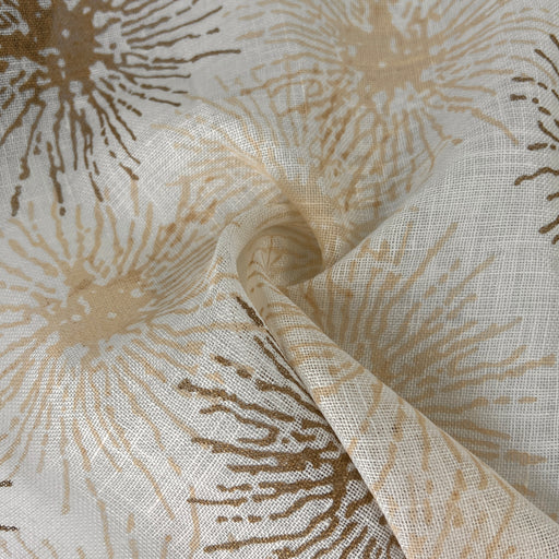 100% Linen - Lightweight, Open Weave - Beige & Gold Bursts | SKU 8087 #S193