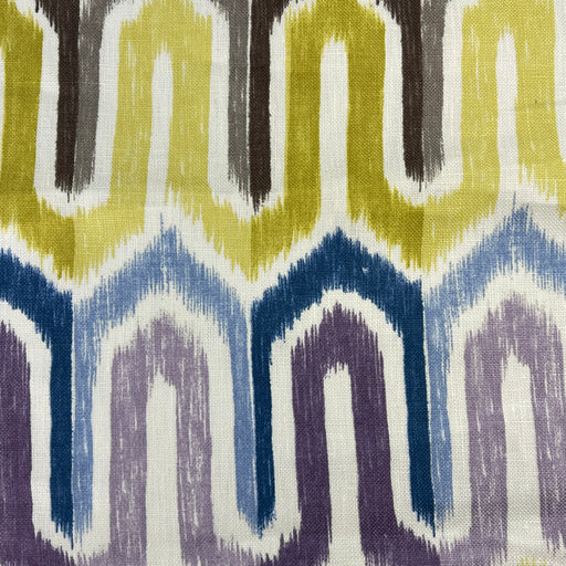 100% Linen - Teal & Mustard Geometric by Robert Kauffman | SKU 8087 #S193