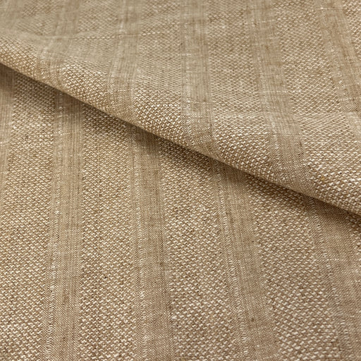 100% Linen Stripe Weave - Natural Plainweave & Boxweave