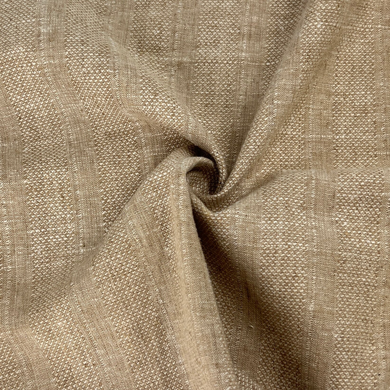 100% Linen Stripe Weave - Natural Plainweave & Boxweave