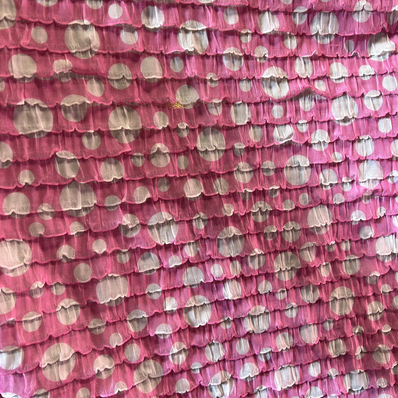 Pink /White | Stretch Girly Ruffle Dots Knit - SKU 4234B #S70