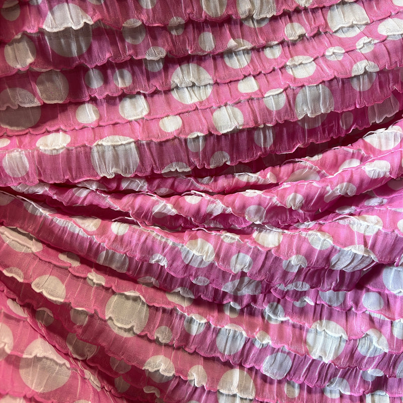 Pink /White | Stretch Girly Ruffle Dots Knit - SKU 4234B #S70