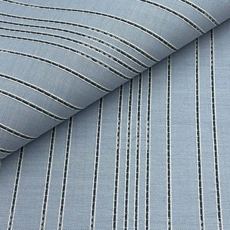 Blue Stitch Stripe Upholstery - 42" Maker's Cut