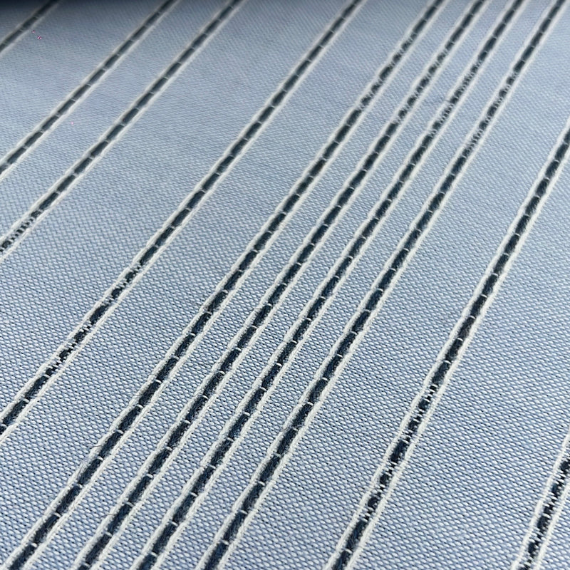 Blue Stitch Stripe Upholstery - 42" Maker's Cut