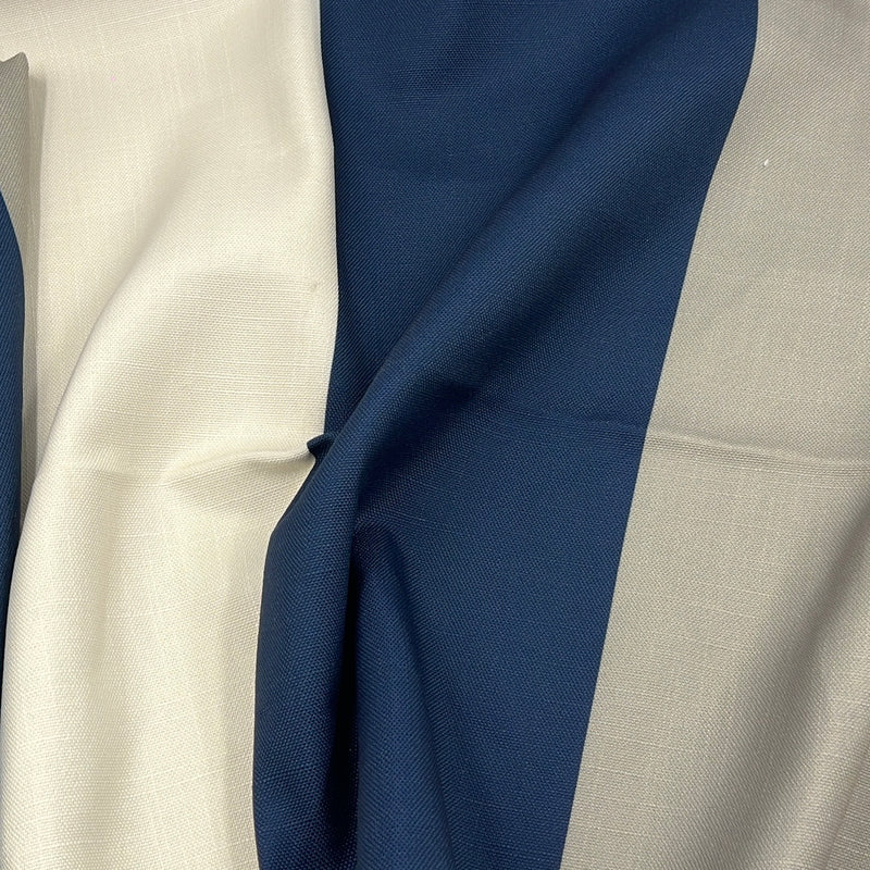 Natural & Navy 9" Stripe Upholstery - 60" Maker's Cut