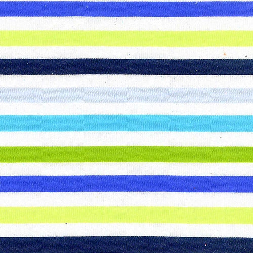 Purple Turquoise Cotton Lycra Stripe Jersey Knit Fabric