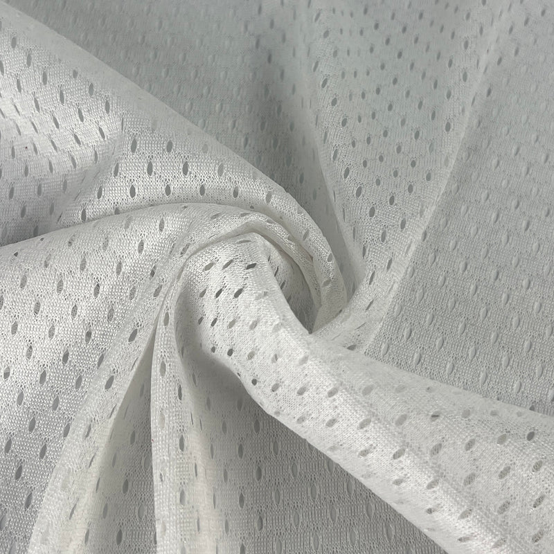 White Football Mesh Fabric – Lightweight Stretch Knit for Costumes