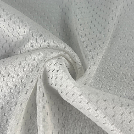 White Football Mesh Fabric – Lightweight Stretch Knit for Costumes