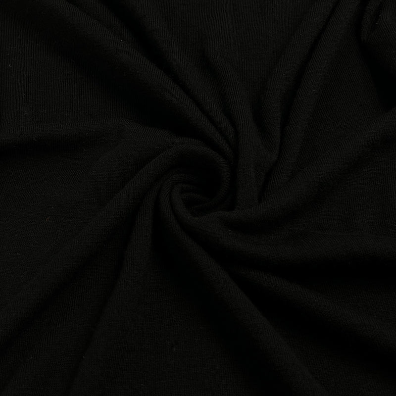 Black Hacci Jersey - Rayon/Spandex Sweater Knit - 1 Yard Roll End