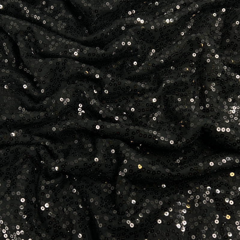 Black Polyester Mesh with Sequin - 2-Yard Project Piece