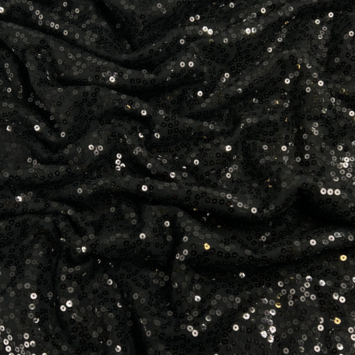 Black Polyester Mesh with Sequin - 2-Yard Project Piece