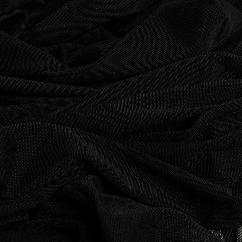 Black Power Mesh - Polyester/Spandex, 58/60" Wide - 72" Remnants