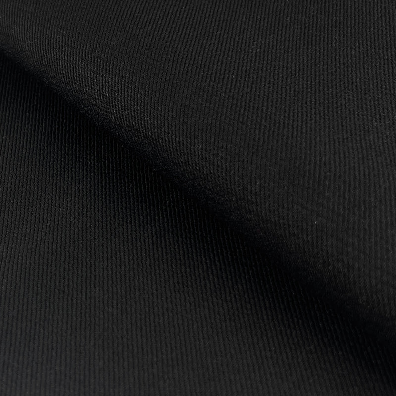 Closeup of black stretch denim fabric ideal for year round jeans and jackets