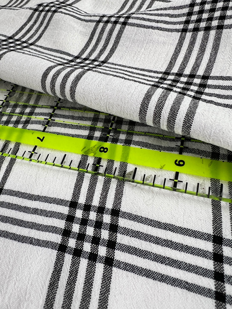 Black & White Yarn-Dye Windowpane Plaid - 100% Cotton Gauze - SKU 7892 #U103