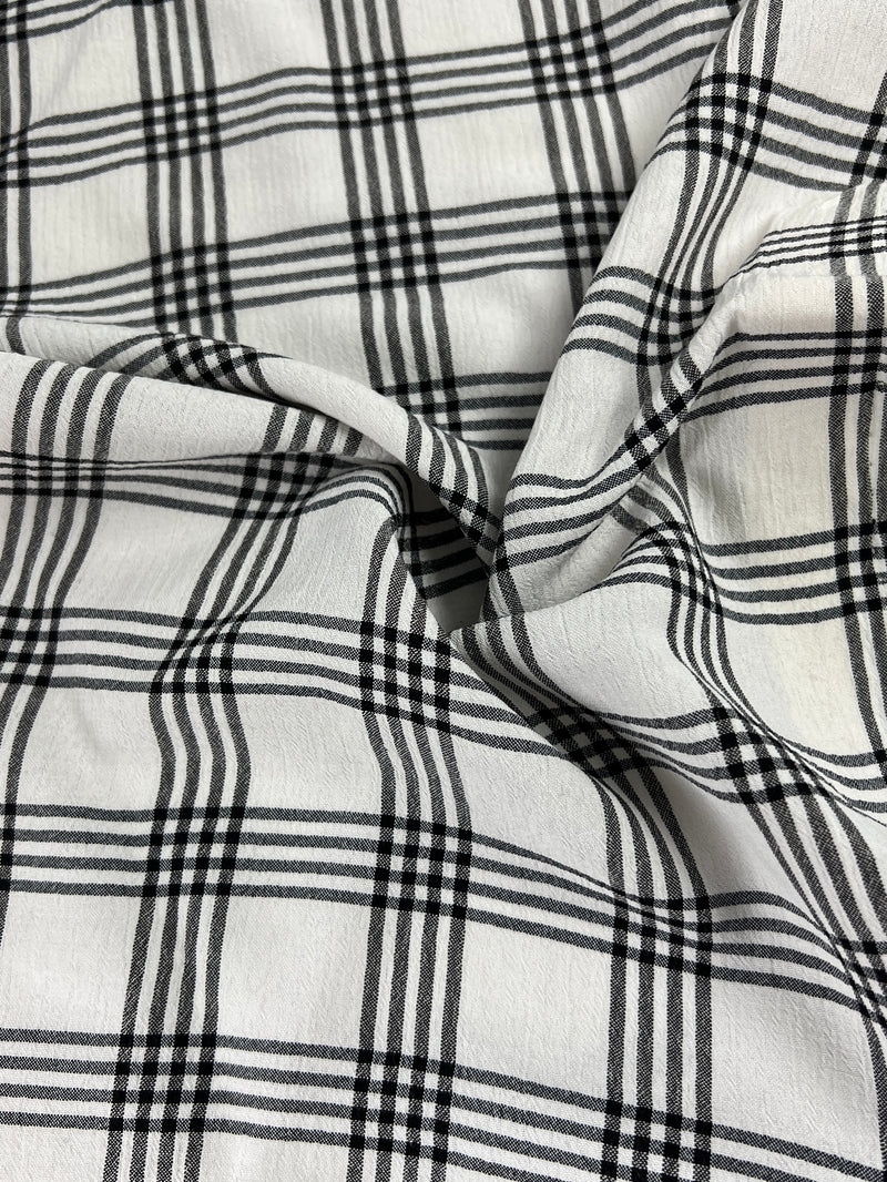 Black & White Yarn-Dye Windowpane Plaid - 100% Cotton Gauze - SKU 7892 #U103