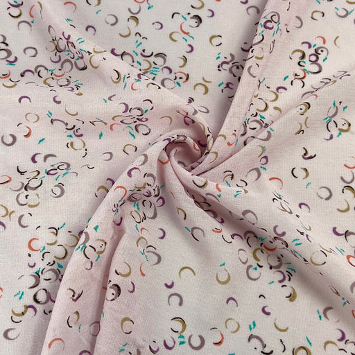 Blush Pink with Crescent Print Polyester Georgette