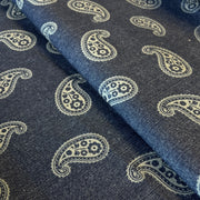 Bold Paisley - Custom Laser Etched Denim - Medium Weight Dark Indigo