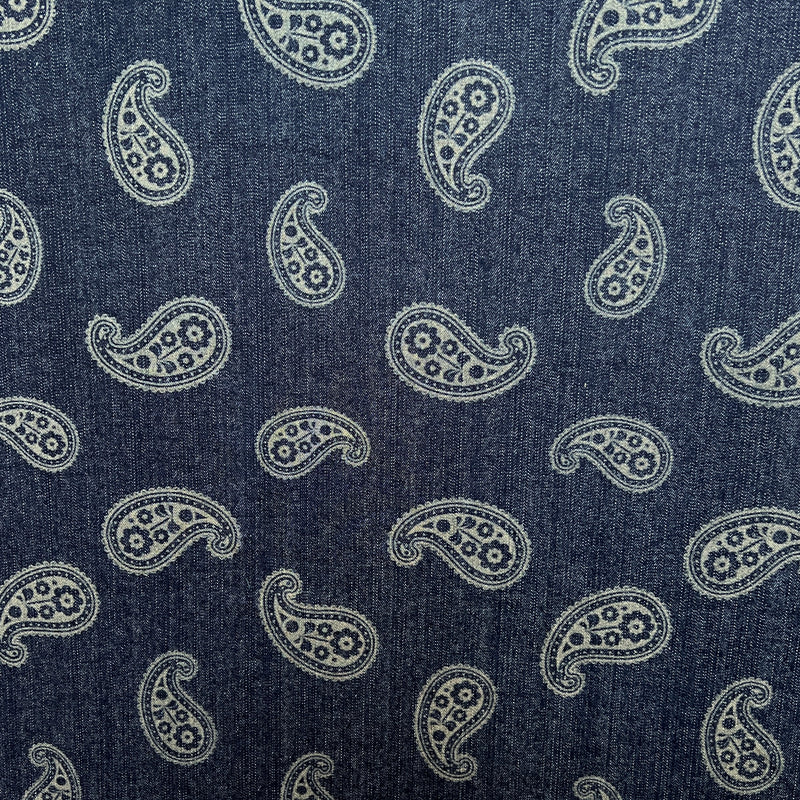 Bold Paisley - Custom Laser Etched Denim - Medium Weight Dark Indigo