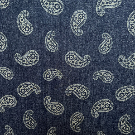 Bold Paisley - Custom Laser Etched Denim - Medium Weight Dark Indigo