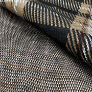 Brown & Black Tartan Double Knit - Yarn-dye Knitted Plaid - 128" Roll End