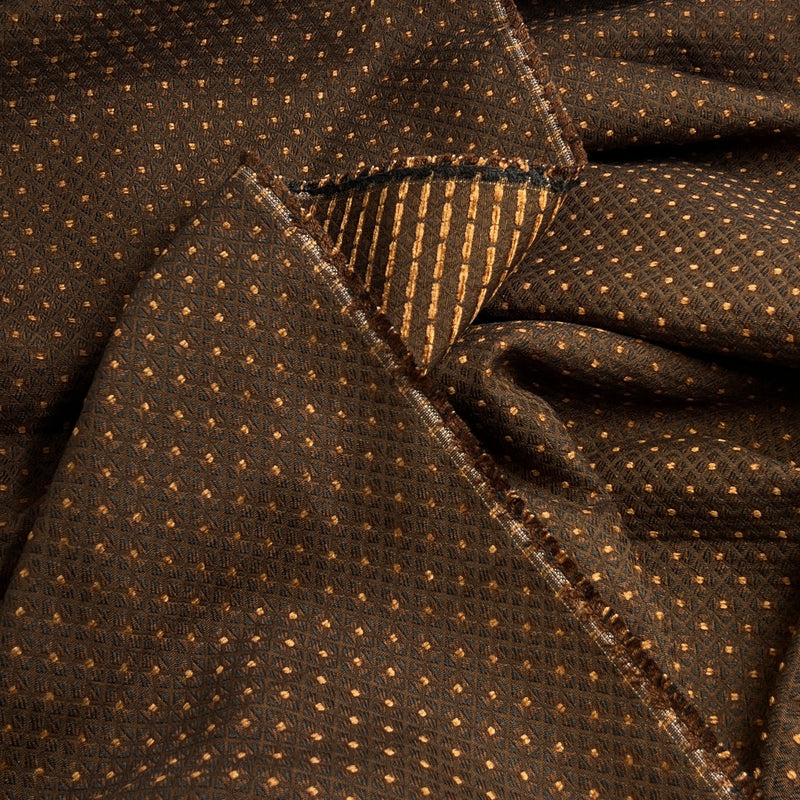 Brown Diamond Woven Upholstery Fabric - 88" Roll End