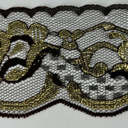 Brown and Gold Metallic Accented Lace Trim Open To Show Shape