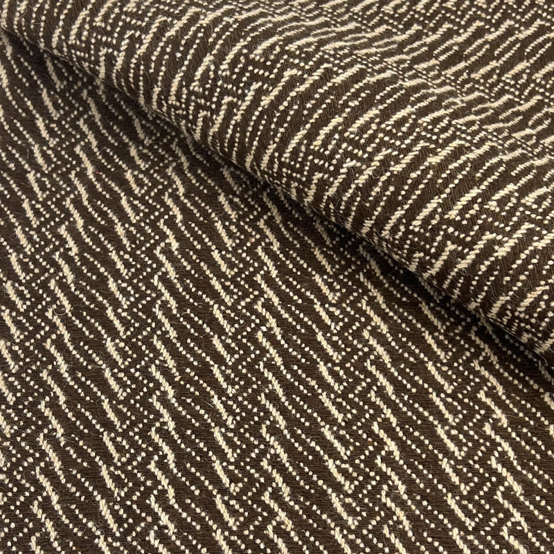 Chocolate Brown & Khaki Wool Blend Home Decor/Coating Weight