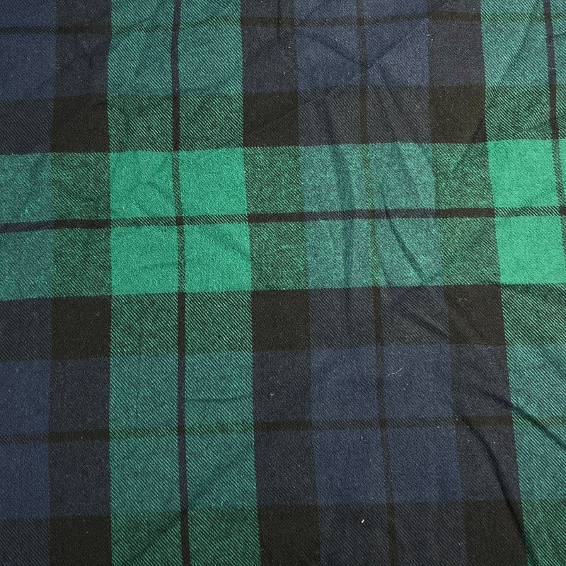 Cotton Flannel Woven Plaid - Navy & Hunter Tartan | SKU 8074 #U104