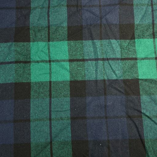 Cotton Flannel Woven Plaid - Navy & Hunter Tartan | SKU 8074 #U104