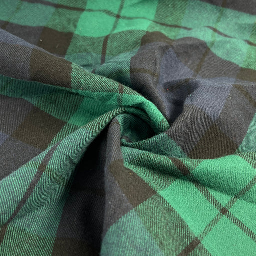 Cotton Flannel Woven Plaid - Navy & Hunter Tartan | SKU 8074 #U104