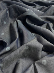 Dark Indigo Tencel Denim - Polka Dot Printed Tencel Denim 