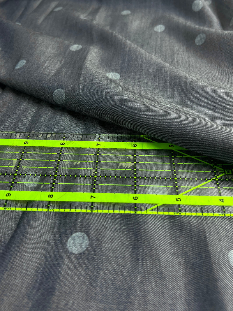 Dark Indigo Tencel Denim - Polka Dot Printed Tencel Denim 