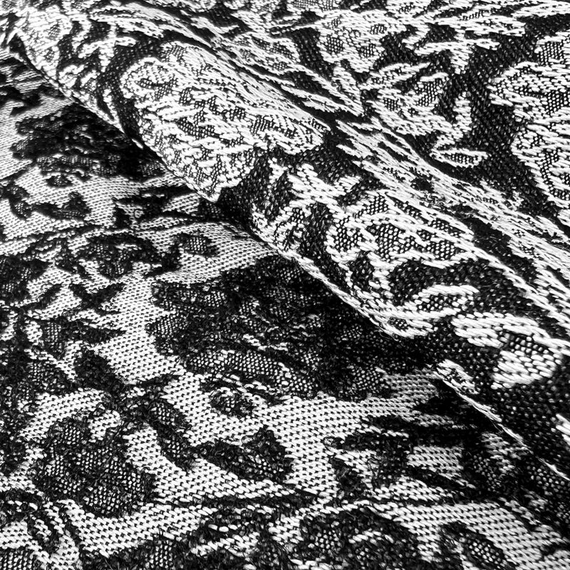 Floral Jacquard Stretch Chambray - Black | 7956 #S99