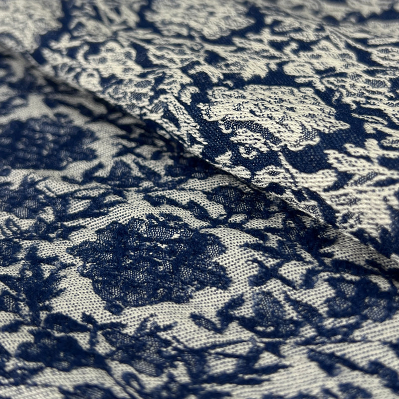 Floral Jacquard Stretch Chambray - Indigo | 7956 #S99