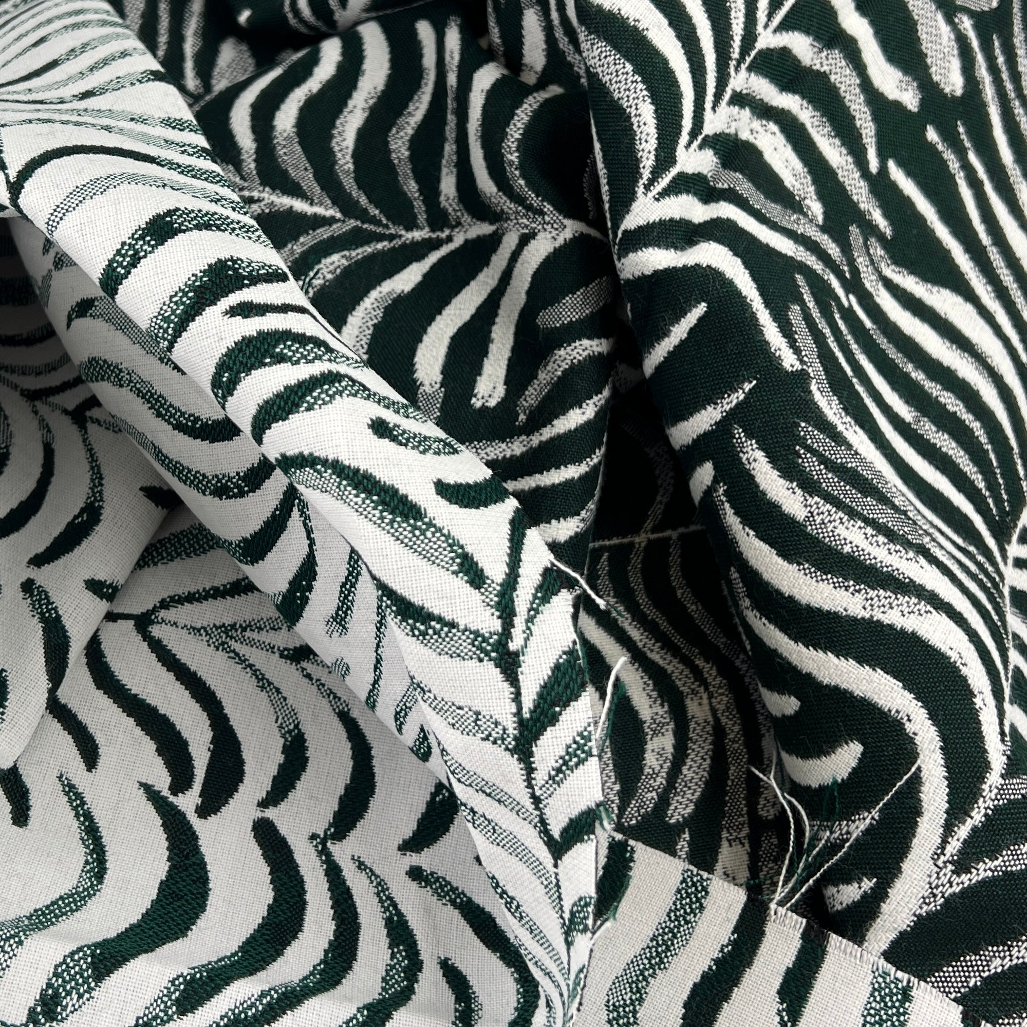 Forest Green & White Reversible Fern Silhouette - Upholstery Weave | Home Décor Cuts