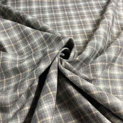 Grey & Khaki 1" Broken Twill Suiting Plaid - 134" Roll End
