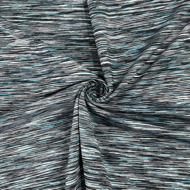 Grey & Turquoise Space-Dye Polyester/Spandex Jersey