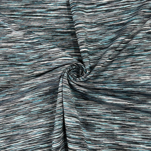 Grey & Turquoise Space-Dye Polyester/Spandex Jersey