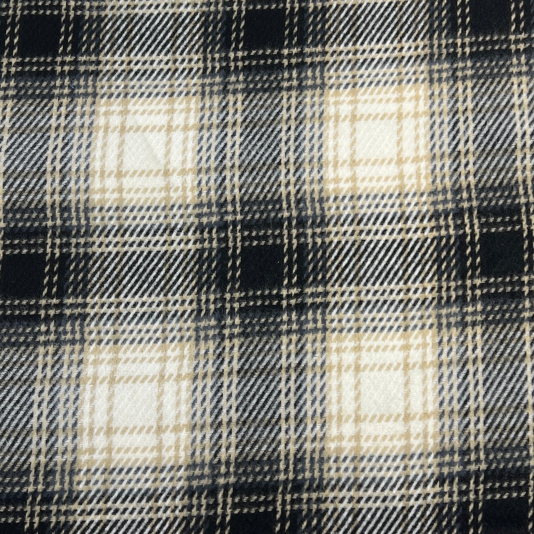 Heavyweight Brawny Cotton Flannel Plaid - Black & Ivory — Nick Of Time ...
