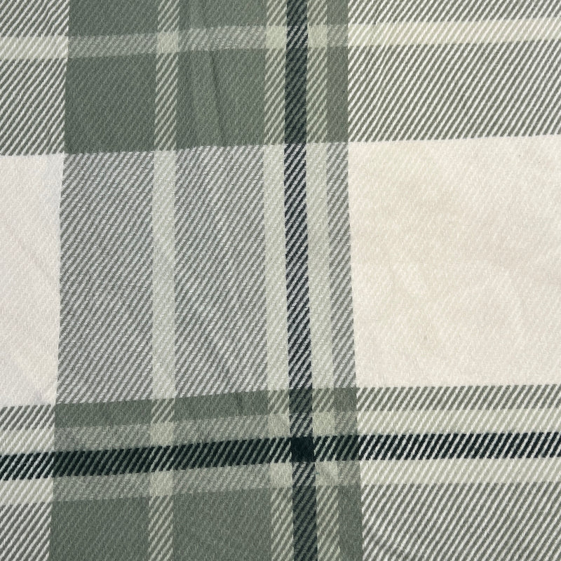 Heavyweight Brawny Cotton Flannel Plaid - Sage & Ivory