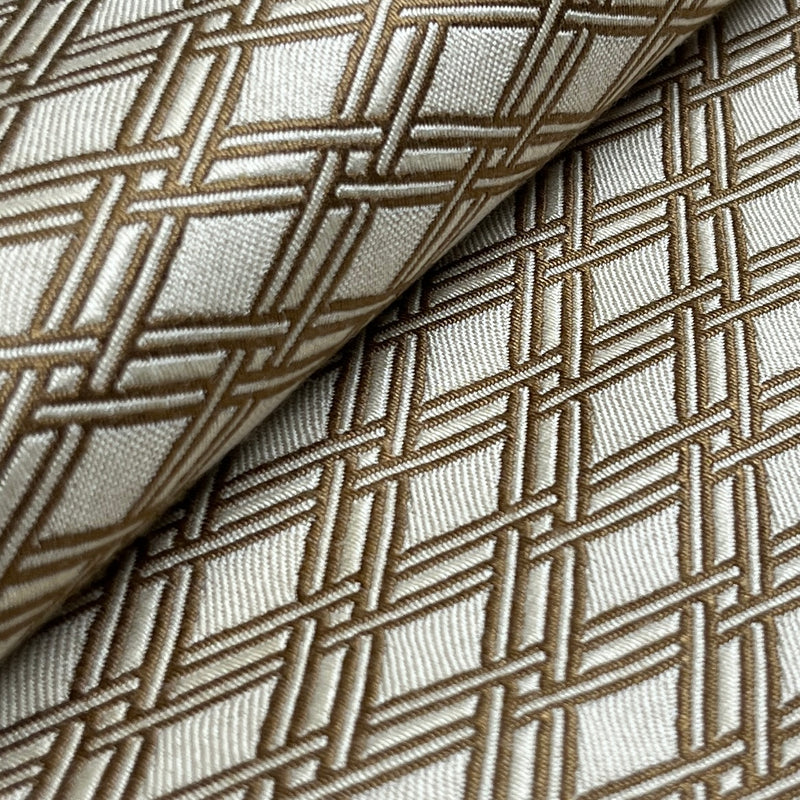 Brown & Ivory Diamond Crosshatch - 96" Maker's Cut - Home Décor Cuts
