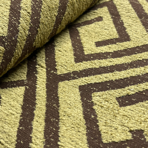 Close-up of a green and brown patterned fabric