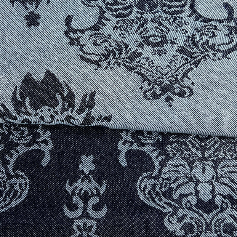 Floral Demask - Jacquard Woven Stretch Denim - 9 Ounce Dark Indigo | SKU 8076 #U76