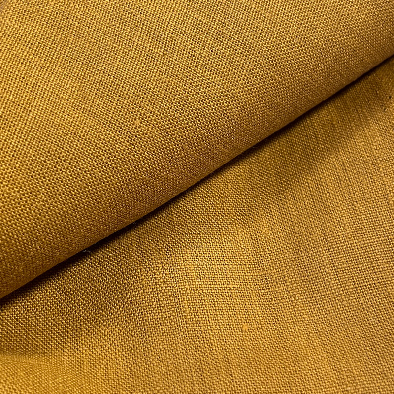 Golden mustard colored linen weave for upholstery projects. 