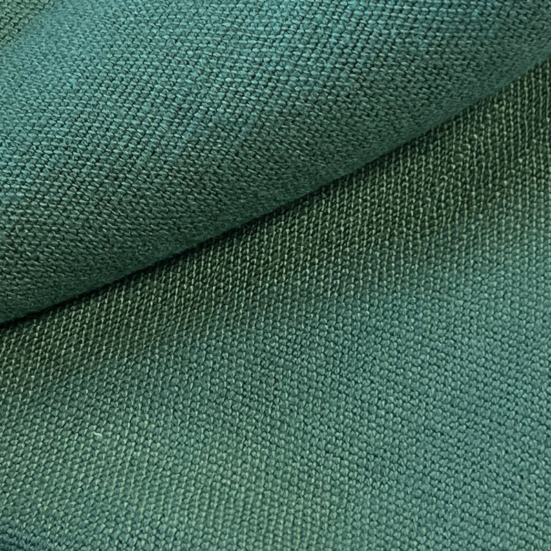 Closeup of forest green upholstery weight woven