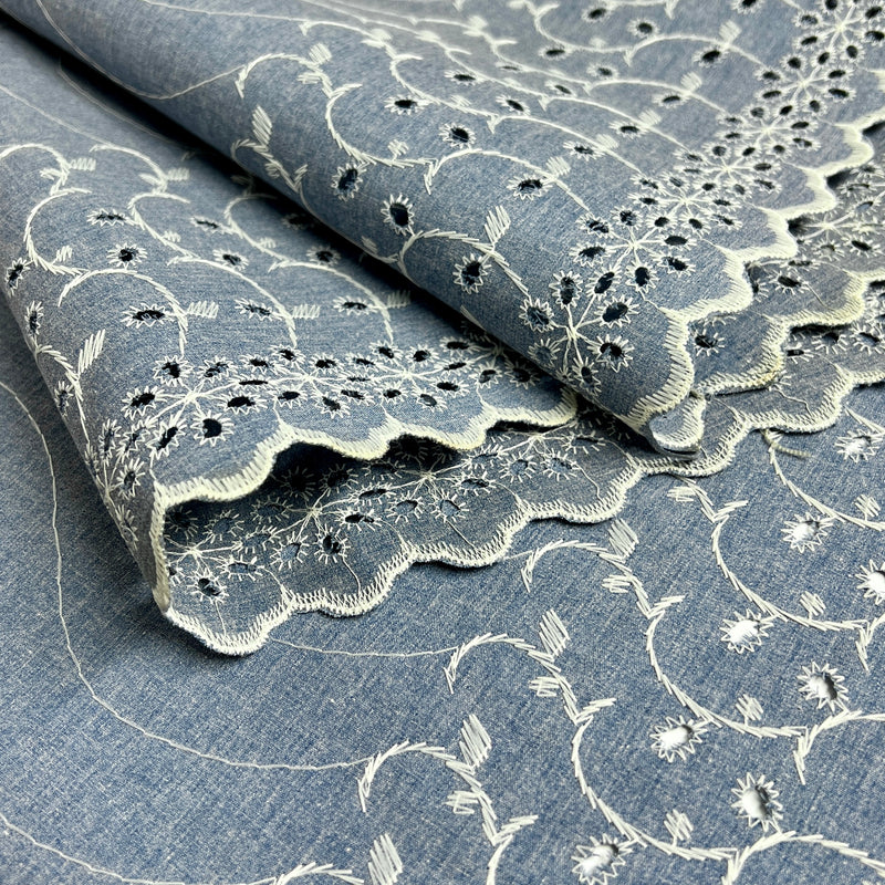 Chambray Vintage Eyelet 15" Wide Trim - 10-Yard Lot