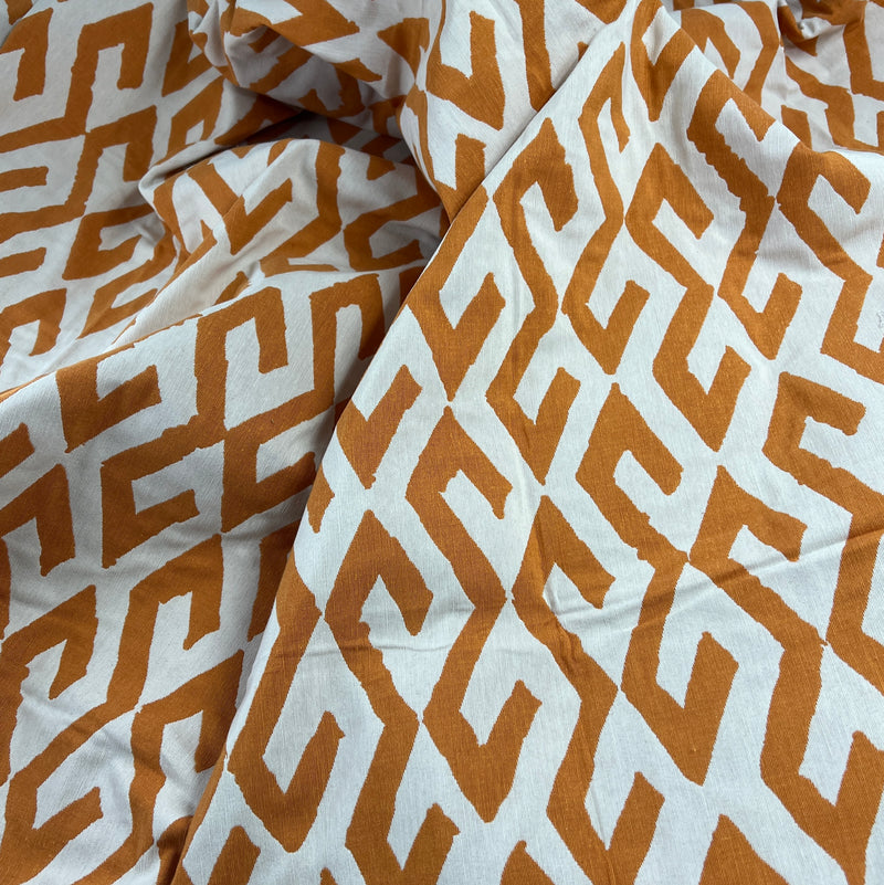 Orange & White Reversible Geometric Upholstery - 84" Maker's Cut