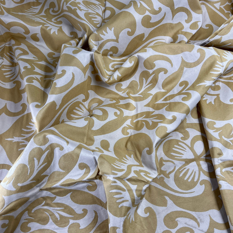 Yellow on White Demask - 72" Maker's Cut - House & Home Maker's Collection