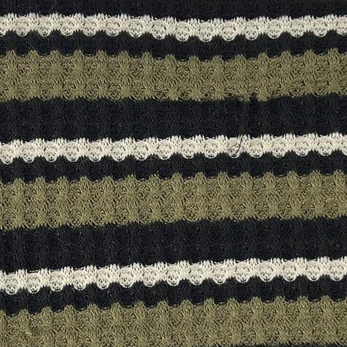 Olive Stripe Waffled Thermal 1.5 inch repeat stripe